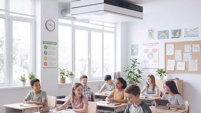 Klassenraum mit Lüftungsgerät